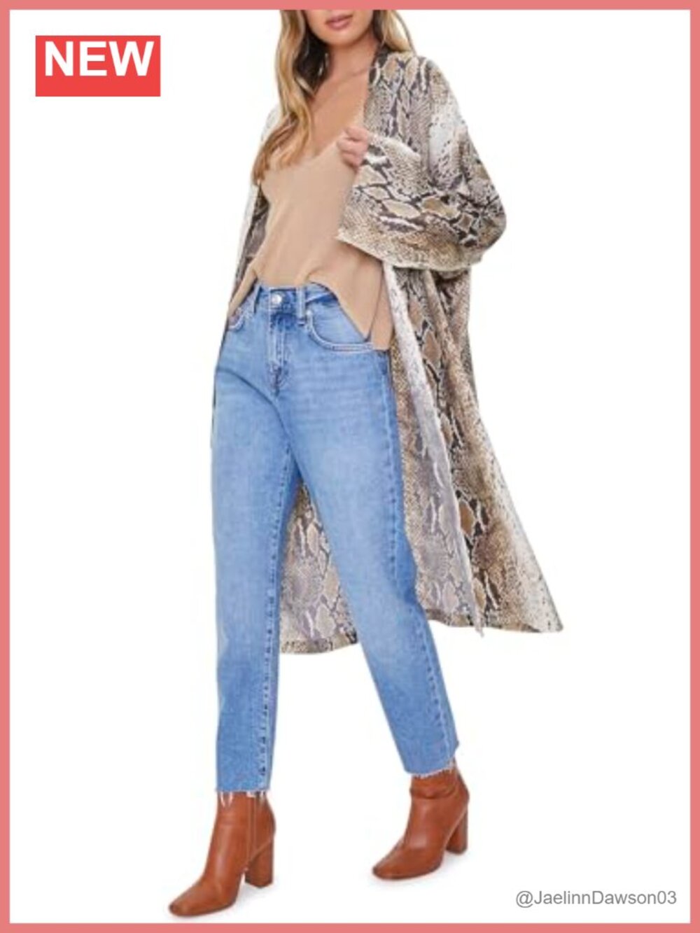 Snakeskin Print Satin Kimono Open Front Long Sleeve Relaxed Duster